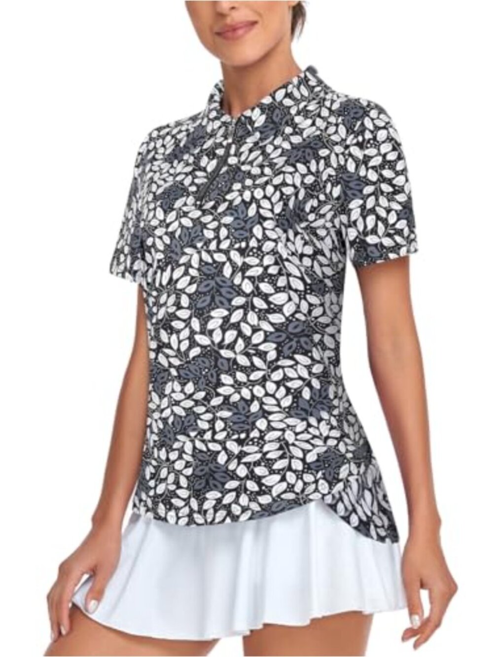 Women's Golf Polo Shirt Short Sleeve Quarter Zip Moisture Wicking Athletic Top
